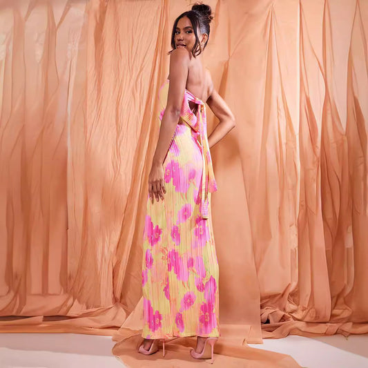 Pleated Strapless Maxi Dress | Bodycon Tube Top Off-Shoulder