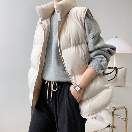 Korean down cotton vest short autumn and winter loose outer wear cotton jacket vest cotton vest jacket