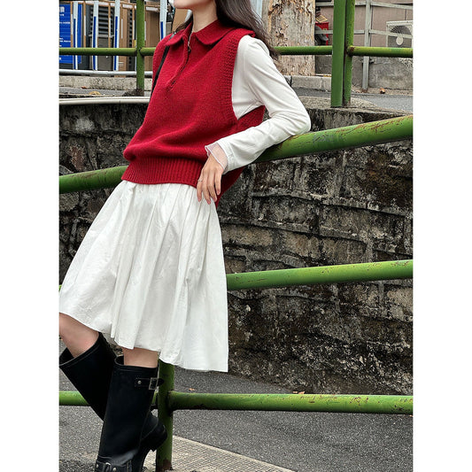 Premium Korean Polo lapel knitted vest