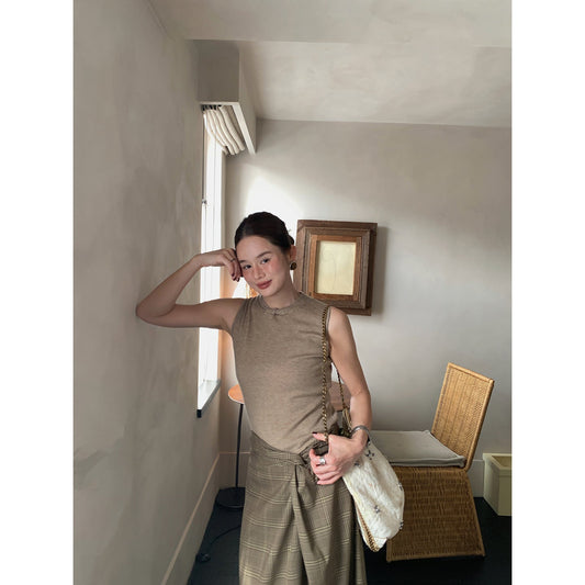 26 early spring old money wind minimalist high sense waist thin sleeveless vest