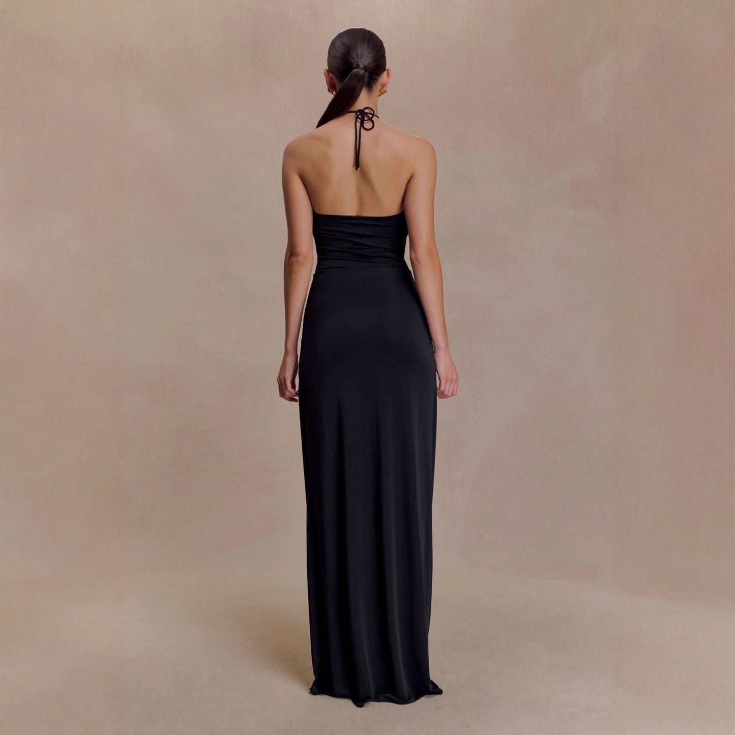 2026 neck sling long dress pleated slim backless holiday style sexy dress