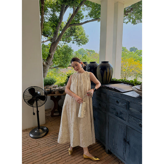 Heavy Industry Hook Flower Holiday Delicate Texture Sleeveless Dress