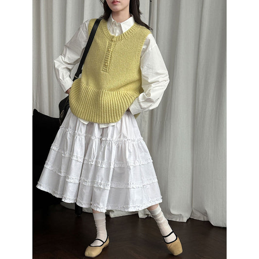 Korean simple style, stacked with versatile knitted vest