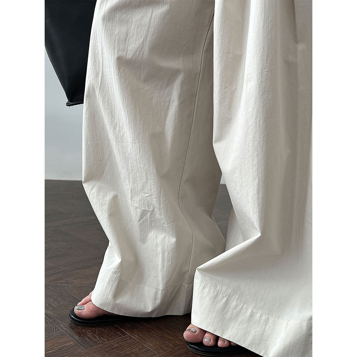 100 cotton high-waisted versatile lace-up straight-leg pants women's new summer thin casual wide-leg trousers