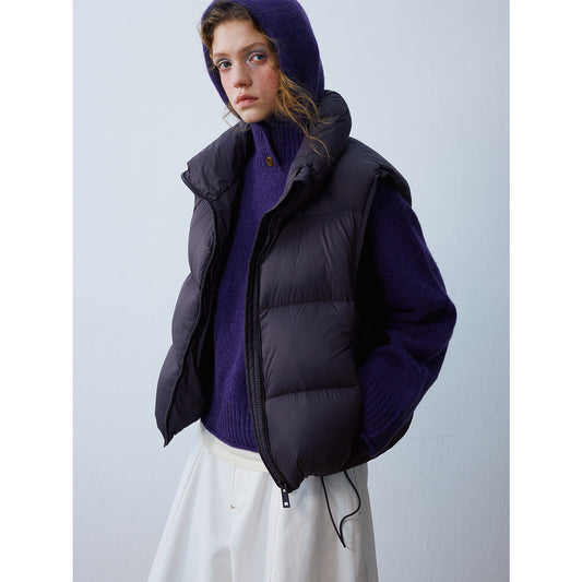 Winter new casual funnel collar white duck down bread down vest