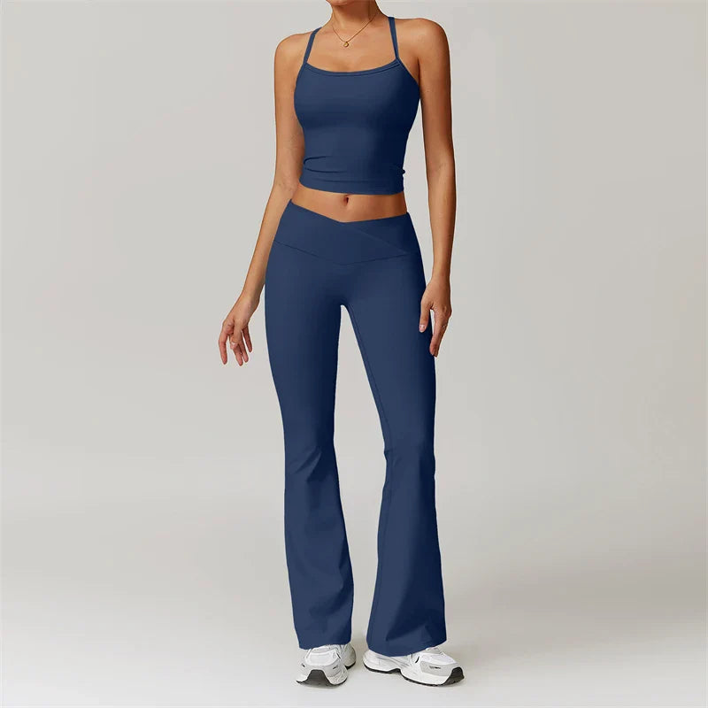 2-Piece Sports Bra & Leggings Set | Women's Push Up Gym Yoga Workout Suit