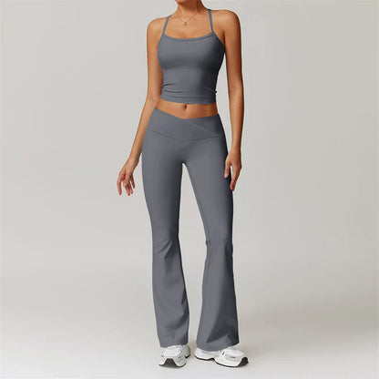 2-Piece Sports Bra & Leggings Set | Women's Push Up Gym Yoga Workout Suit