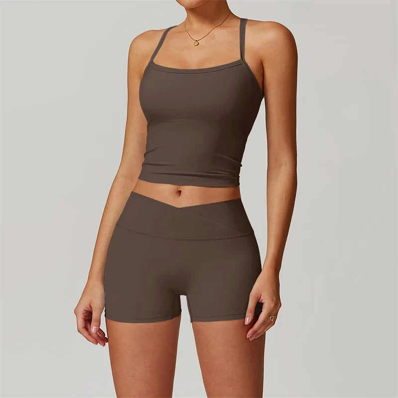 2-Piece Sports Bra & Leggings Set | Women's Push Up Gym Yoga Workout Suit