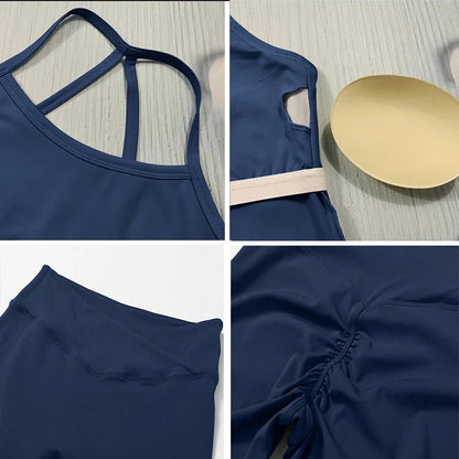 2-Piece Sports Bra & Leggings Set | Women's Push Up Gym Yoga Workout Suit